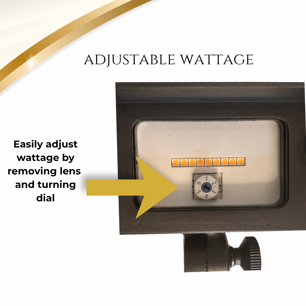 12V Mini Flood Light | 1-5W Adjustable LED Landscape Spotlight | Brass Outdoor Flood Light