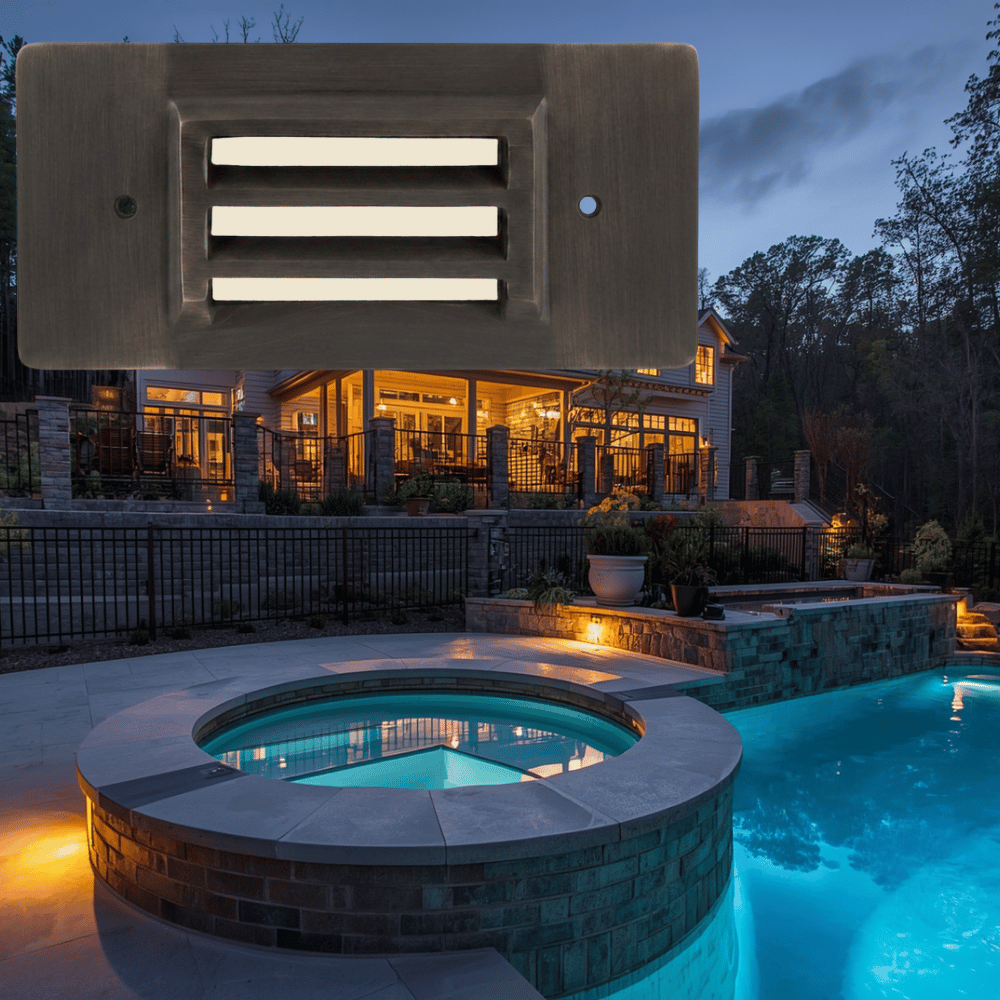 2W Integrated Solid Brass Deck & Step Light – 3000K Antique Brass Finish | IP65 Low Voltage LED