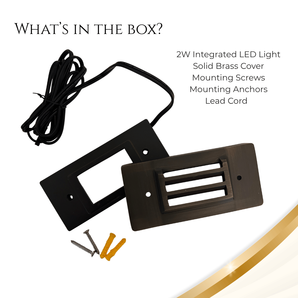 2W Integrated Solid Brass Deck & Step Light – 3000K Antique Brass Finish | IP65 Low Voltage LED