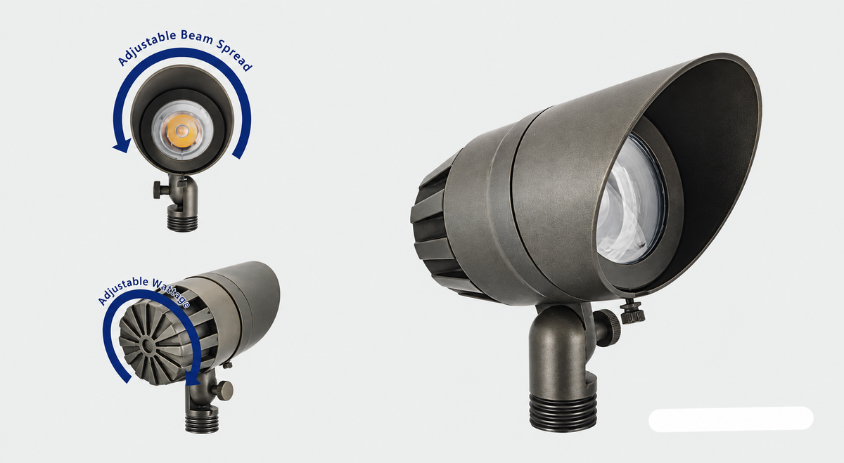 Eagle Series Adjustable 6-24W Integrated LED Landscape Spotlight | Solid Antique Brass 12V Uplight