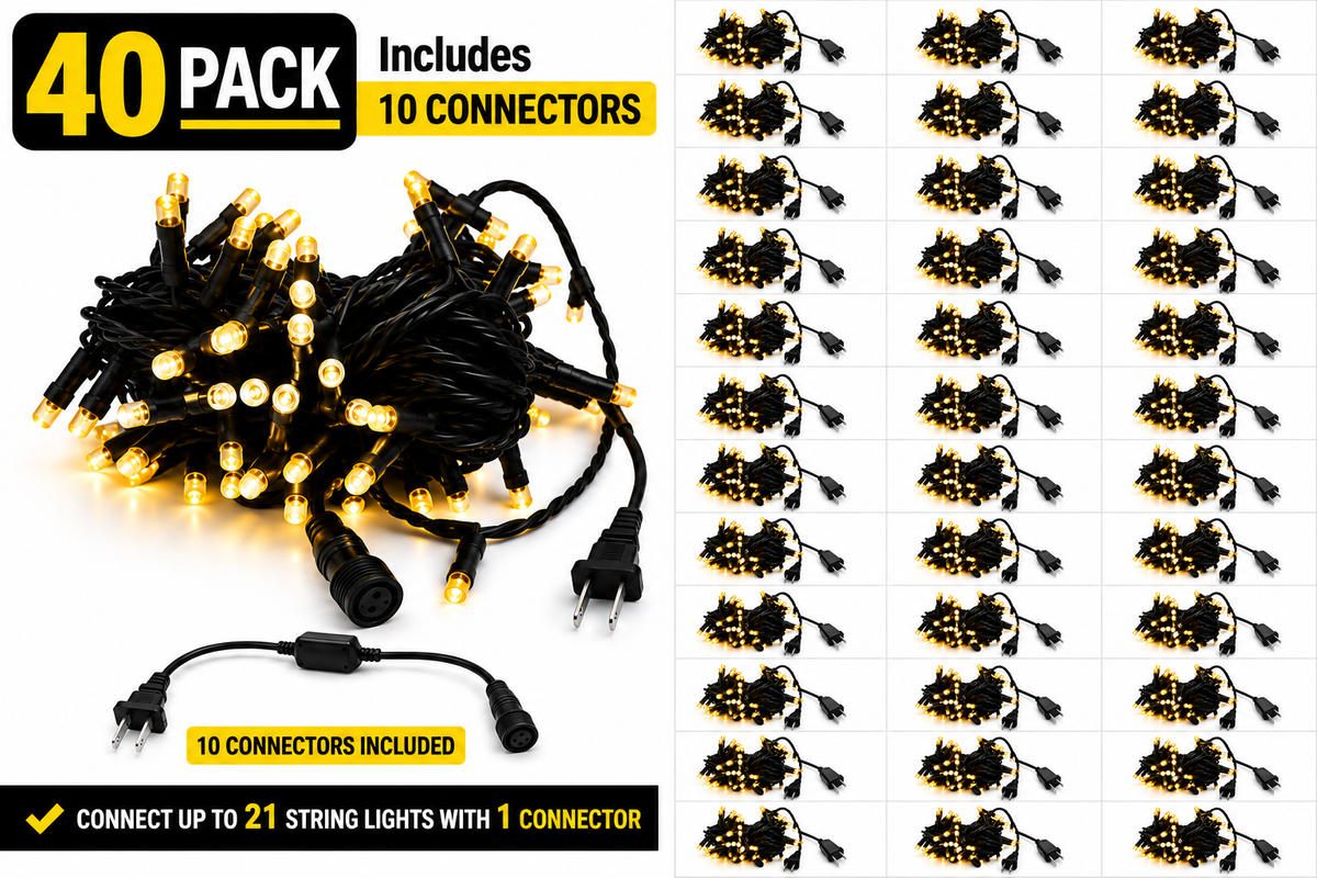 100 Warm White Wide-Angle LED Mini Lights – Coaxial Watertight Connection