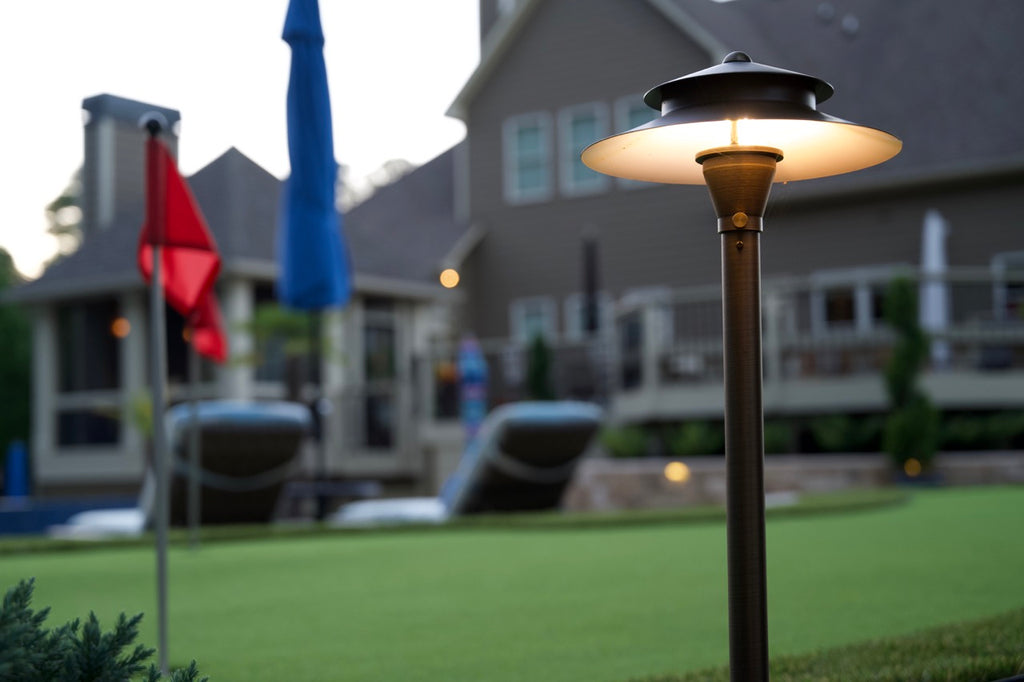 Two Tier Brass Pagoda Low Voltage Path Light