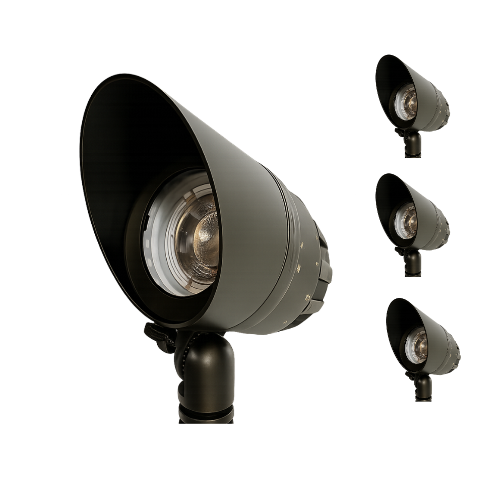 Adino Lighting Eagle Series solid brass LED landscape uplight illuminating trees 