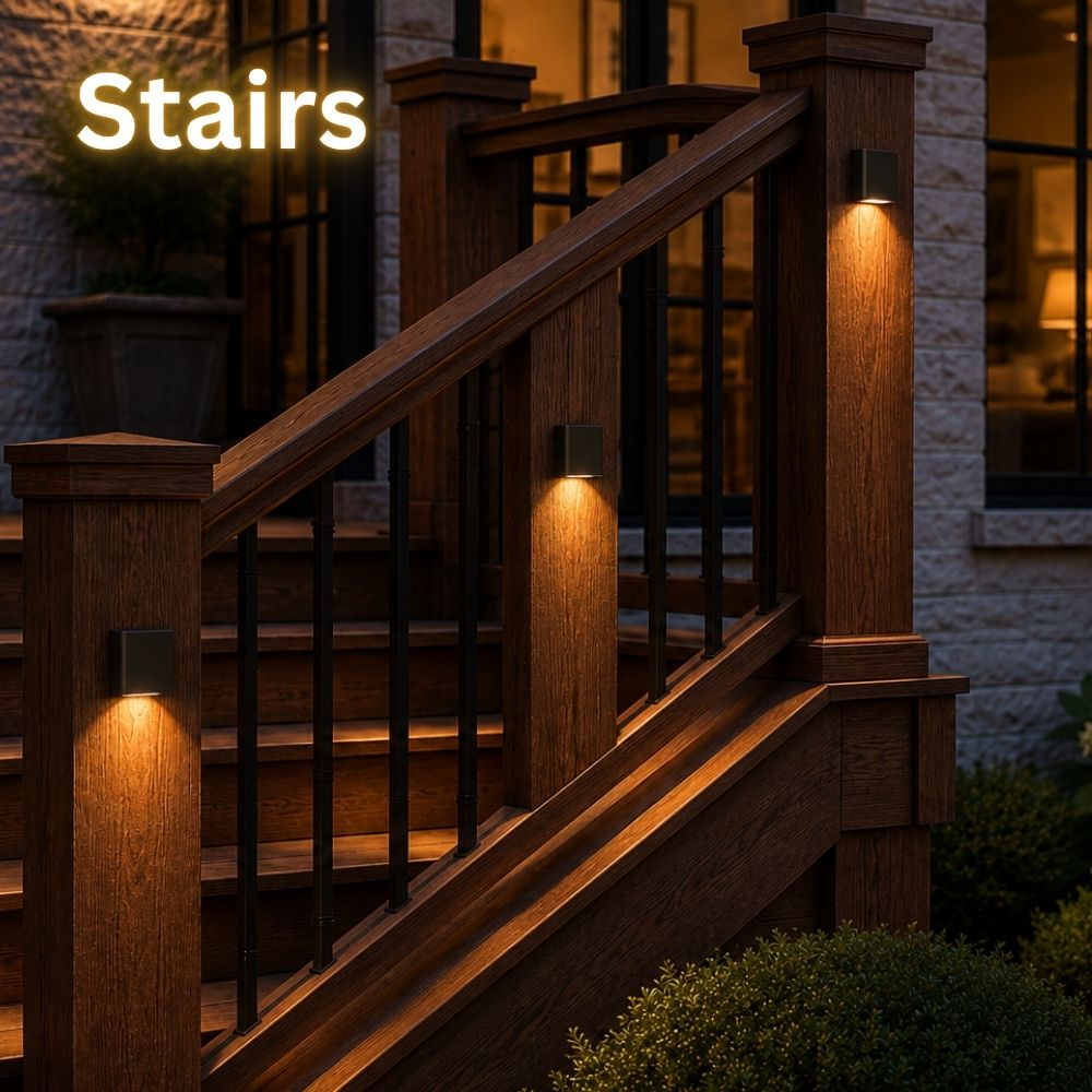 Low Voltage Deck Lights, Sleek LED Rectangle Post Rail Light, Outdoor Landscape Fence Lighting, 2W 3000K, Solid Brass, ETL Listed