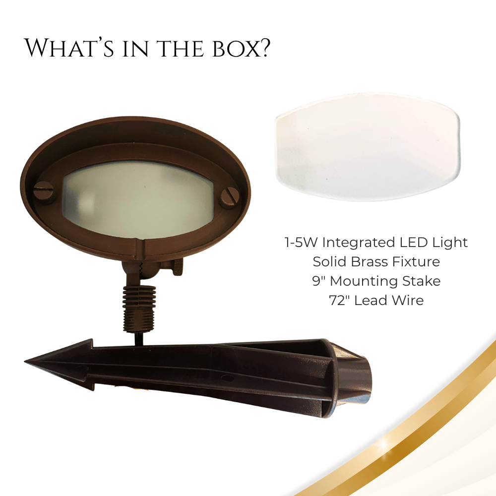 Adjustable oval brass spotlight for outdoor lighting