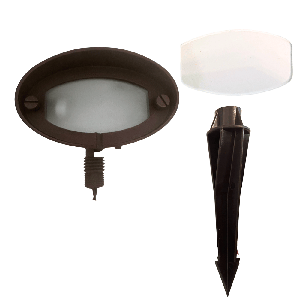 Oval solid brass floodlight in antique brass finish