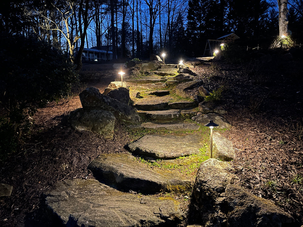 Custom path light landscape lighting sold to contractors by Adino Lighting in Canton, Georgia