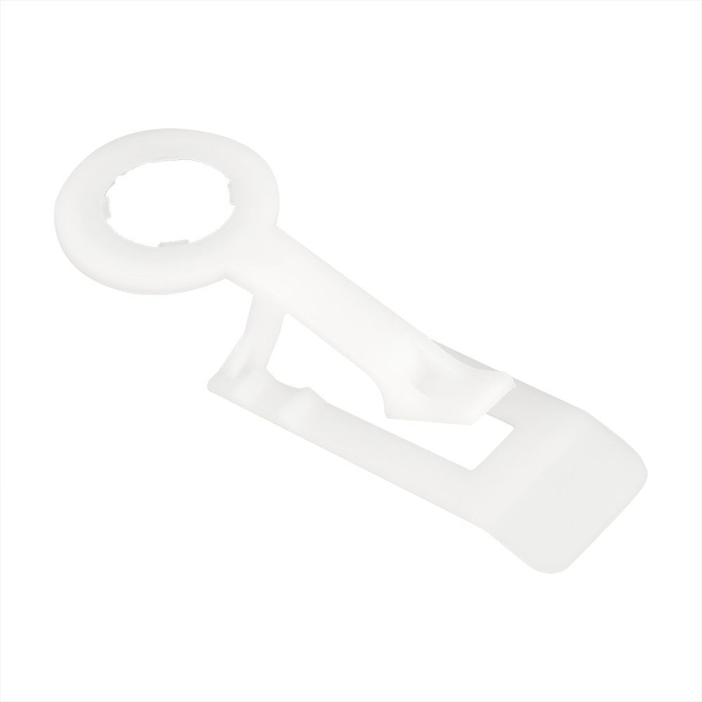 Side angle view of Tuff Clip C9 Wedge Clip showing the 360-degree rotating fastener and extended clip design.