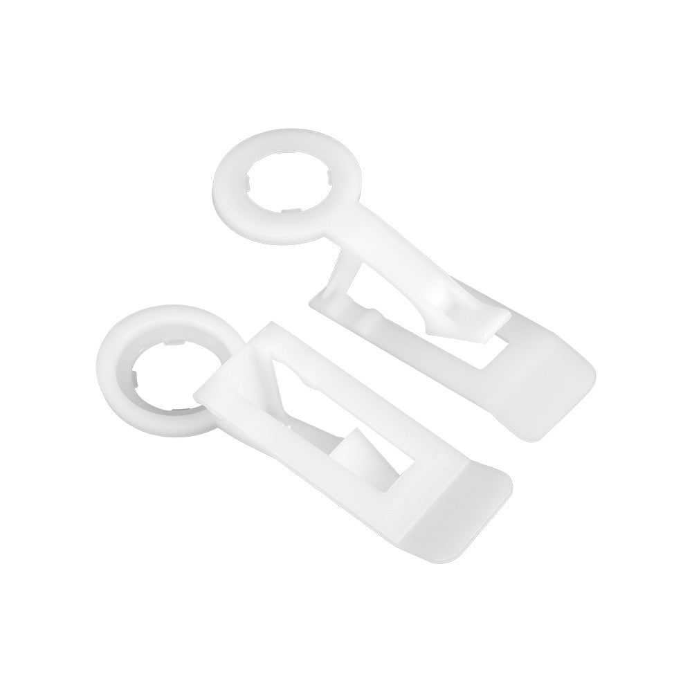 Black and white Tuff Clip C9 Wedge Clips shown together for C9 roofline and gutter lighting installations.
