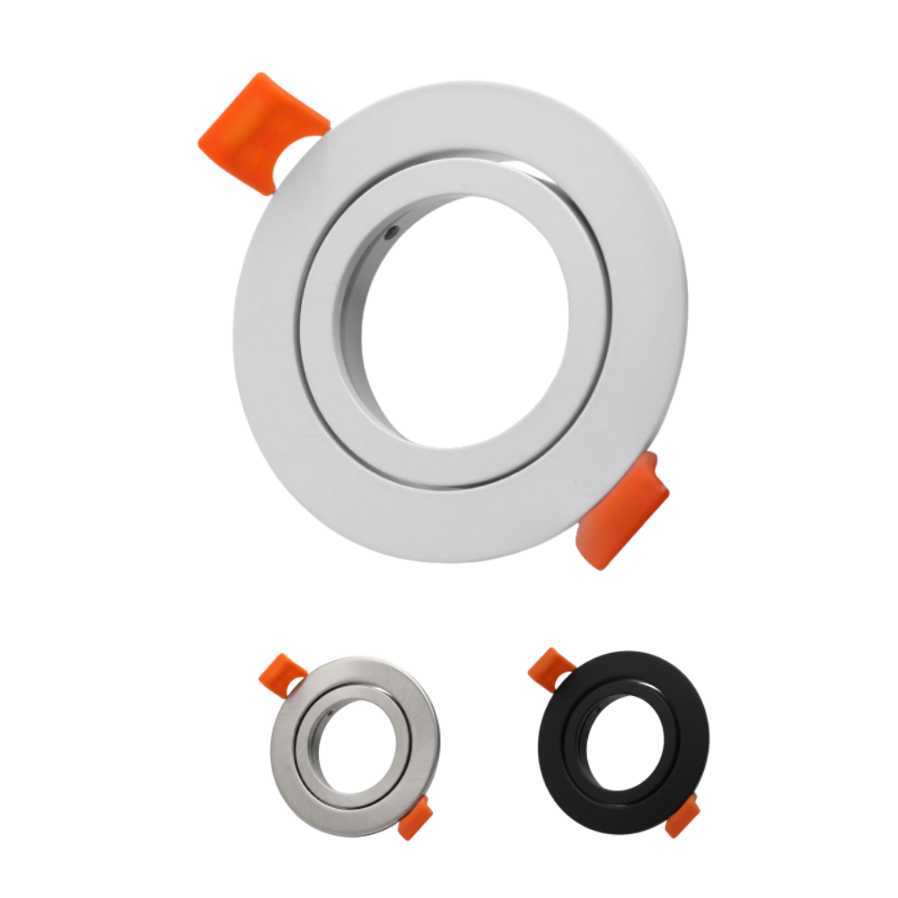 Adjustable Recessed Ceiling Light Frames with MR16 Sockets – White, Black, or Silver