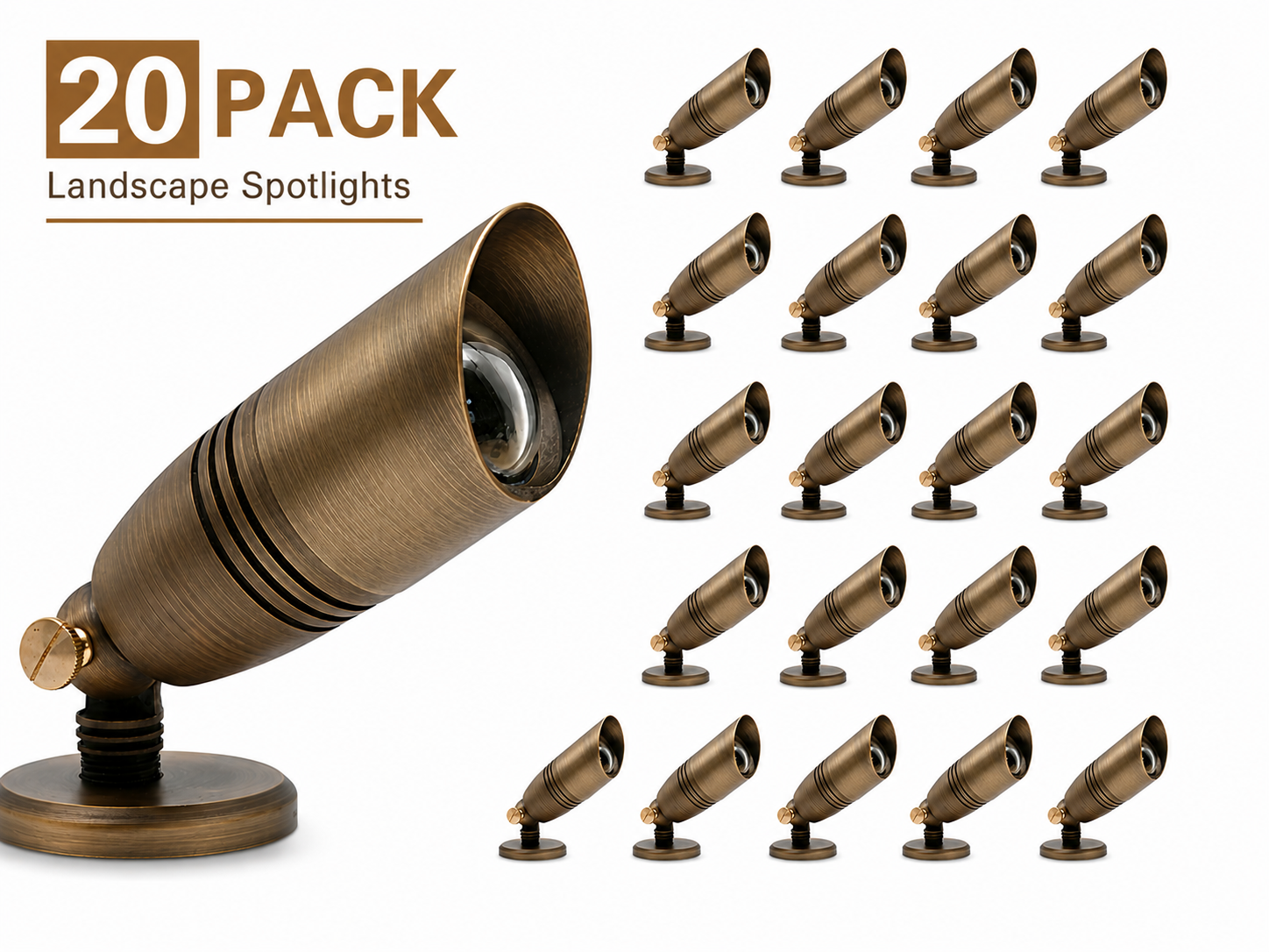 Solid Brass MR16 Landscape Uplight | 12V Low Voltage Outdoor Spotlight | Case of 20 ($22.50ea)