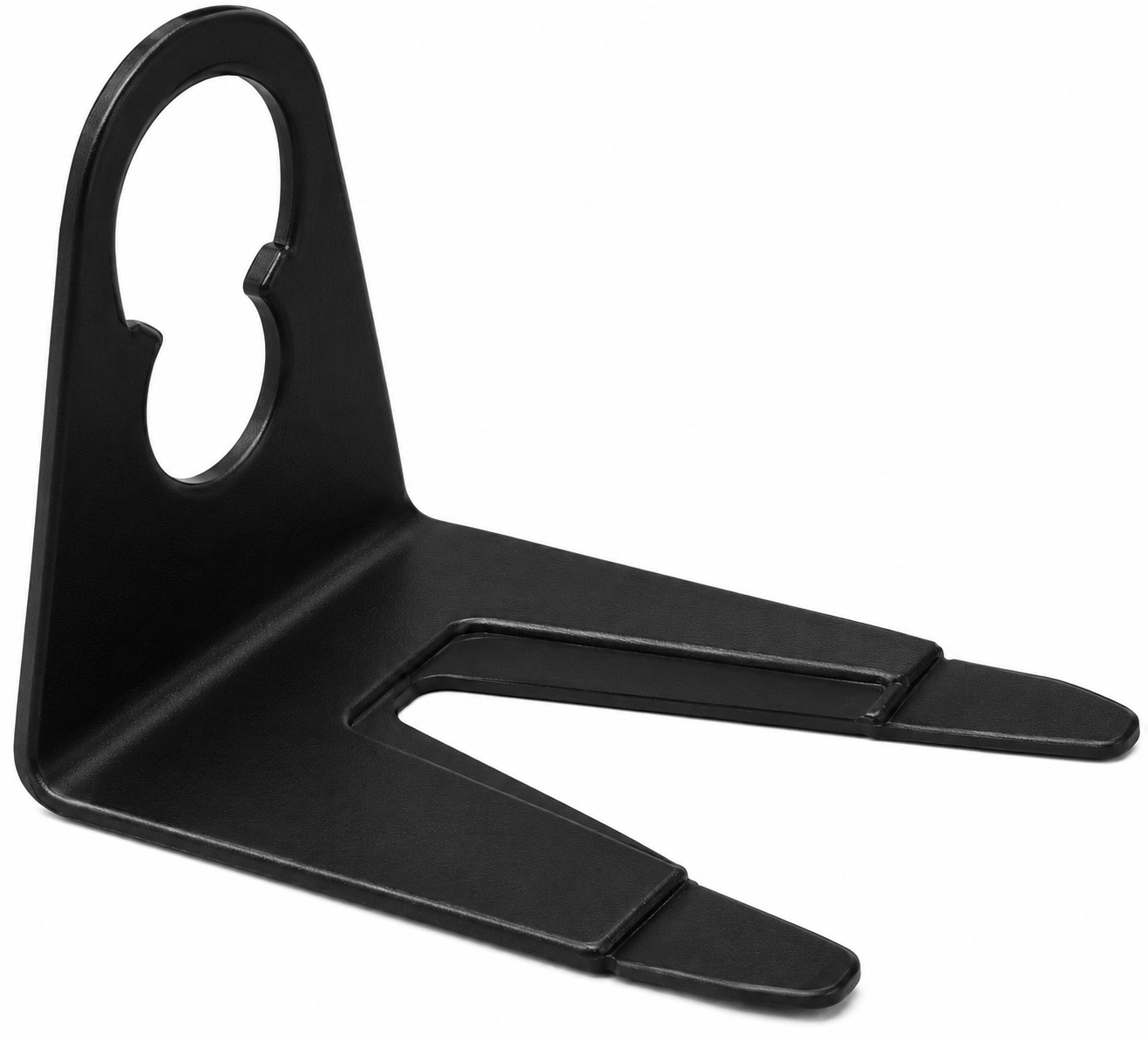 Close-up of black C7 and C9 shingle tab clip designed for professional Christmas light installations.
