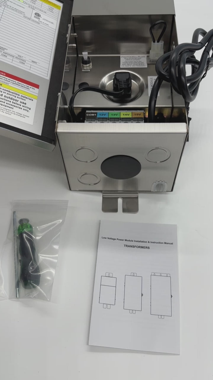 300W Low Voltage Landscape Lighting Transformer | Stainless Steel Multi-Tap Outdoor Transformer