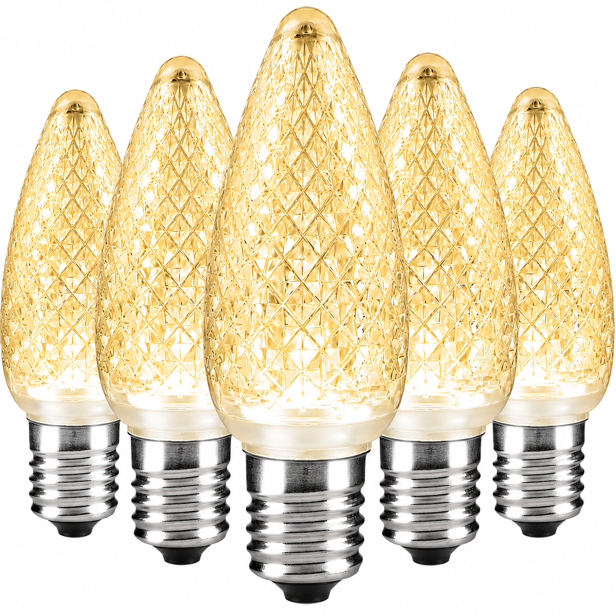 25-pack of Warm White C9 LED retrofit bulbs featuring diamond-faceted lenses and energy-efficient commercial-grade construction.