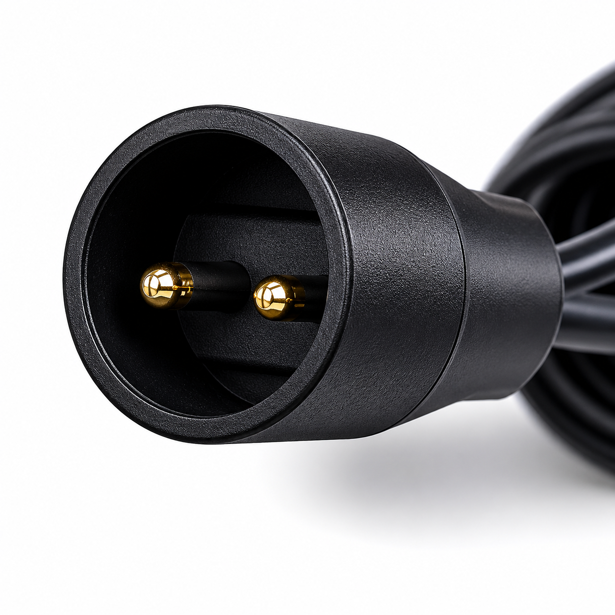 Close-up of Warm White 5mm Wide-Angle LED Mini Lights with Commercial-Grade Watertight Screw-Lock Coaxial Connector
